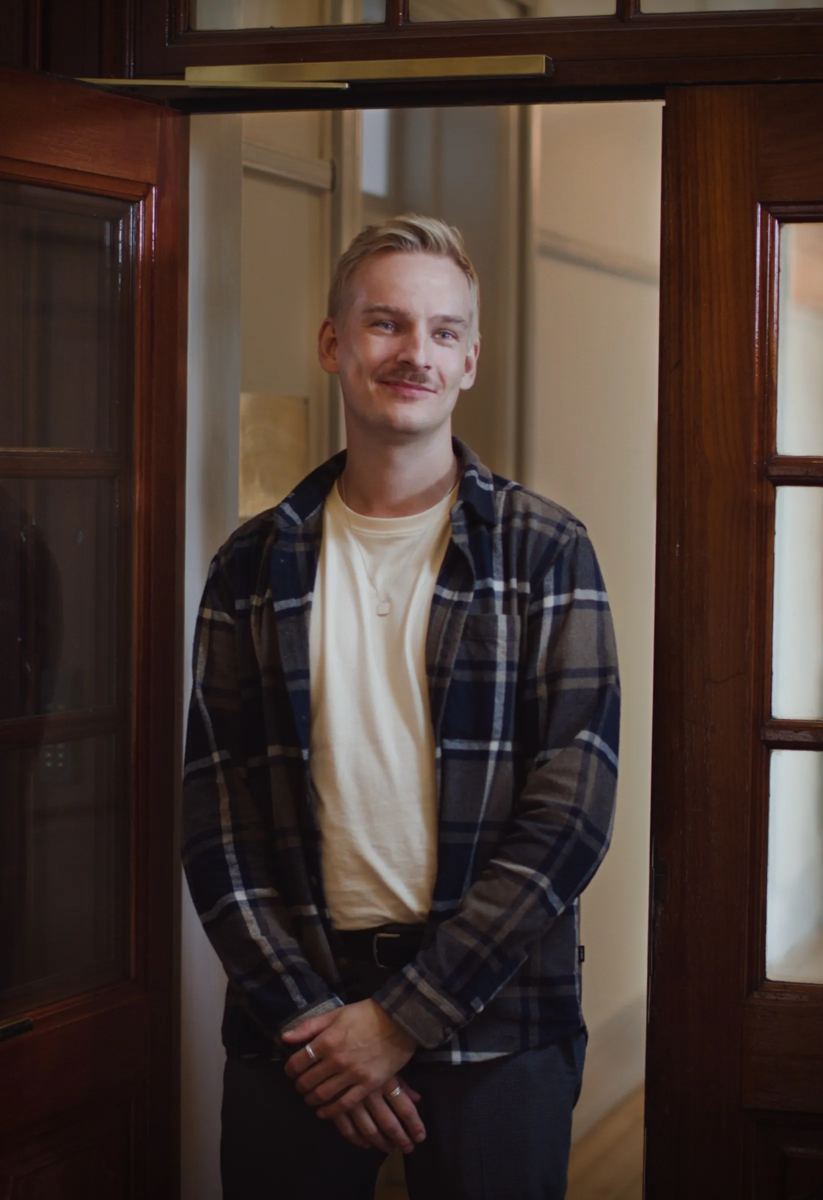Mikkel in the office doorway