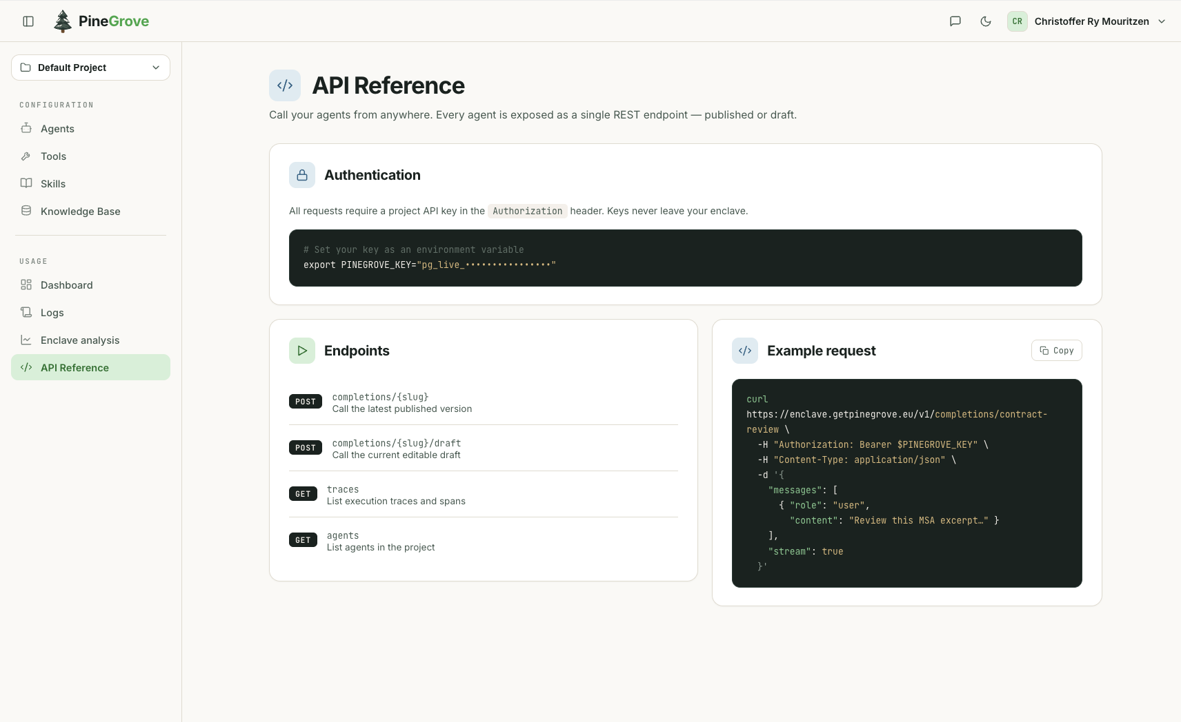 API Reference — call any agent from a single REST endpoint
